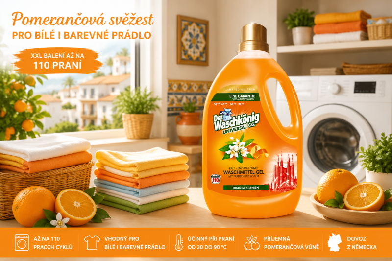 Waschkönig Universal Orange Spanien XXL – prací gel s pomerančovou vůní až na 110 praní